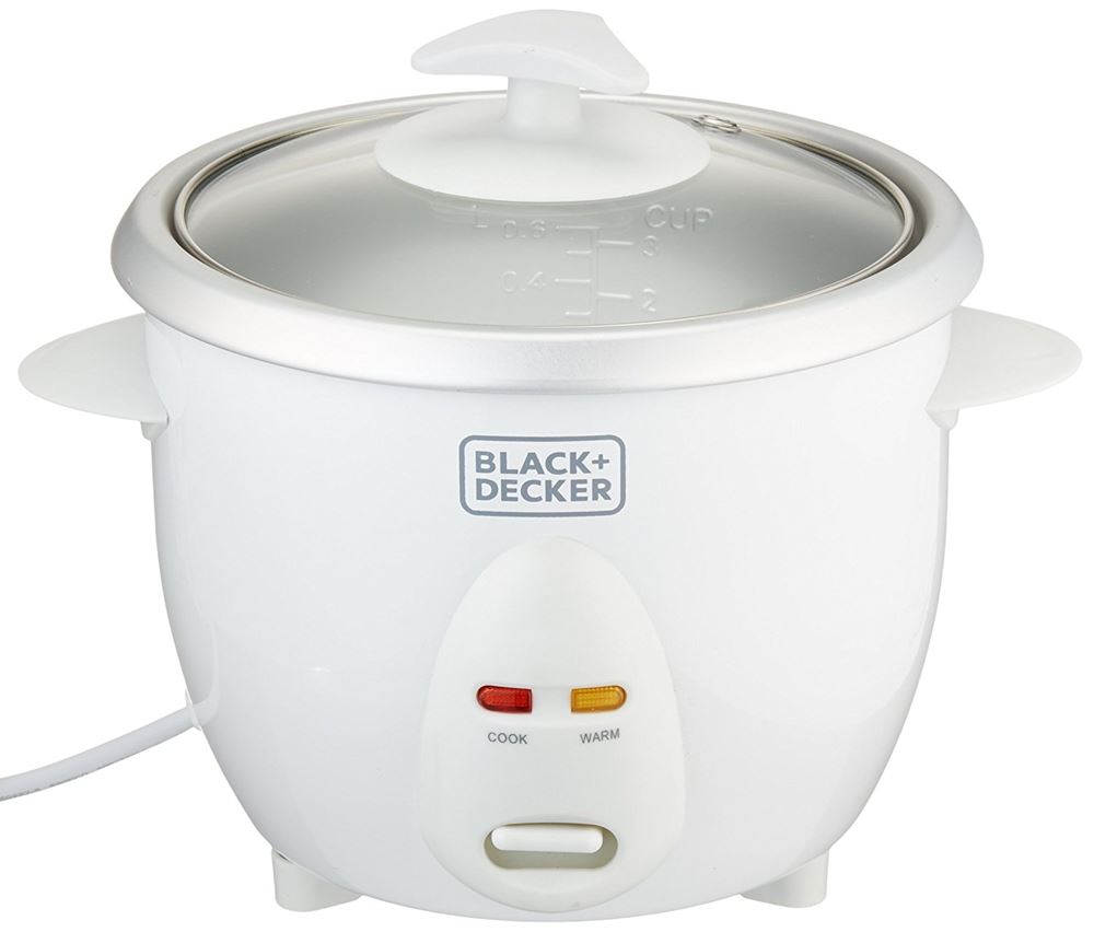 Black & Decker 3-Cup Rice Cooker, White &Black
