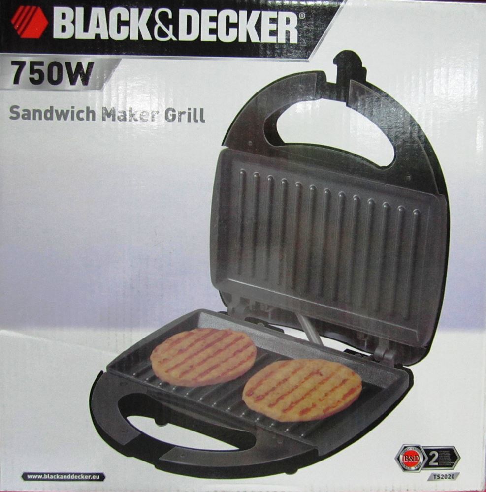 Black & Decker 220 volts Sandwich Maker with Grill and Waffle Maker  TS2090-B5 750 Watts 3 in 1 220V 240 Volts 50 hz