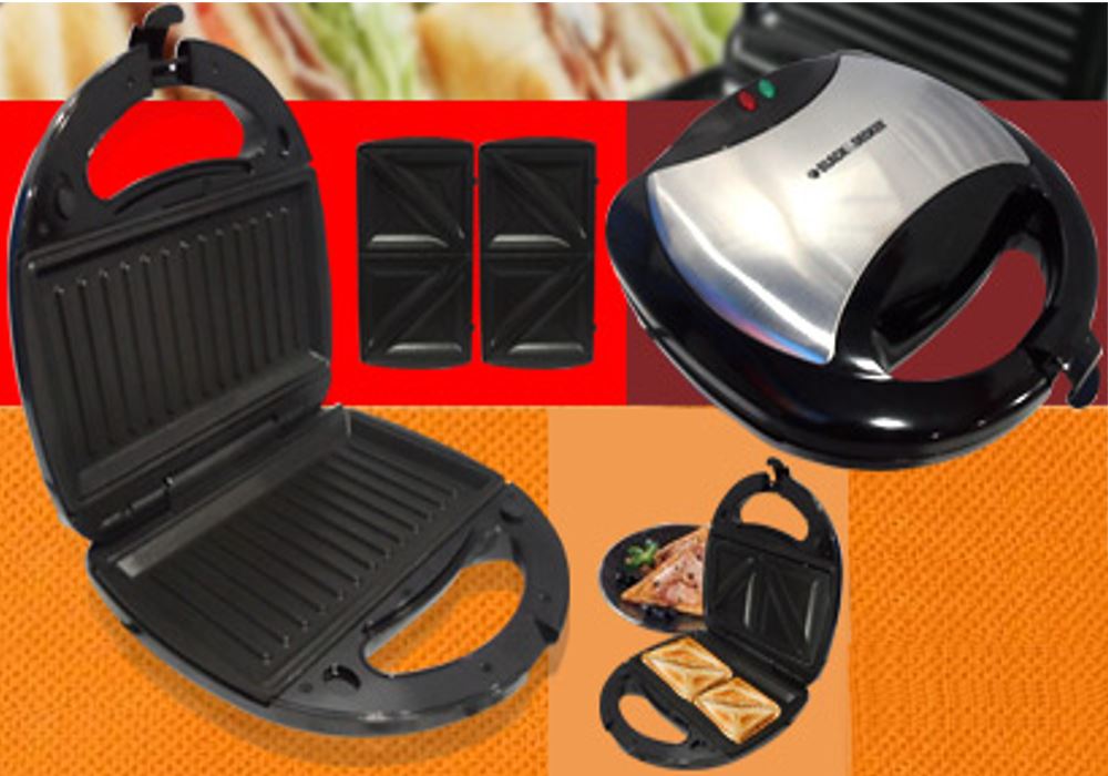 Black And Decker TS2080 220 Volt 2-Slice Sandwich Maker And Grill For Export