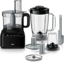 Braun FP3132 220 Volt Food Processor Black, 800 Watts. Blender 1.2 L, Bowl 2.1 L, 2 Speed and Pulse