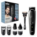 Braun MGK5360 220 Volt EU Plug 8-in-1 Face & Head, Beard Trimmer Hair Clipper Styling Kit with Gillette Razor