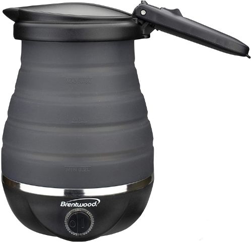Brentwood Black KT-1508BK 0.8 Ltr, Dual-Voltage Collapsible-Travel Kettle 110-220-Volt