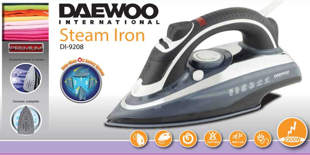 Daewoo DI9208 220 Volt Steam Iron Auto Shutoff Self Cleaning For 220V 240V 2200W 