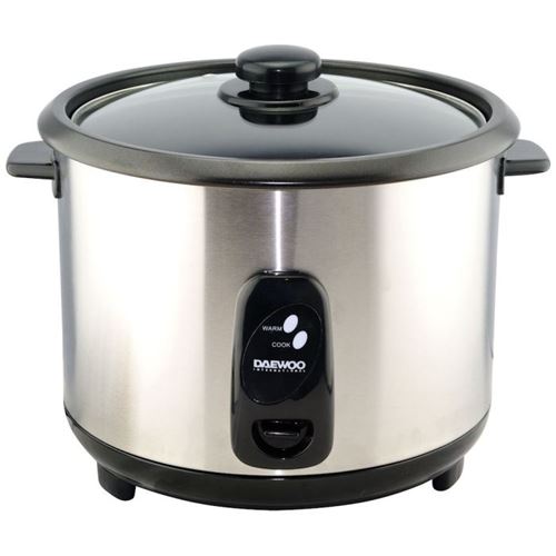 Daewoo 220 Volt Rice Cooker 1.8L Stainless Steel Body Non Stick Bowl Glass Lid