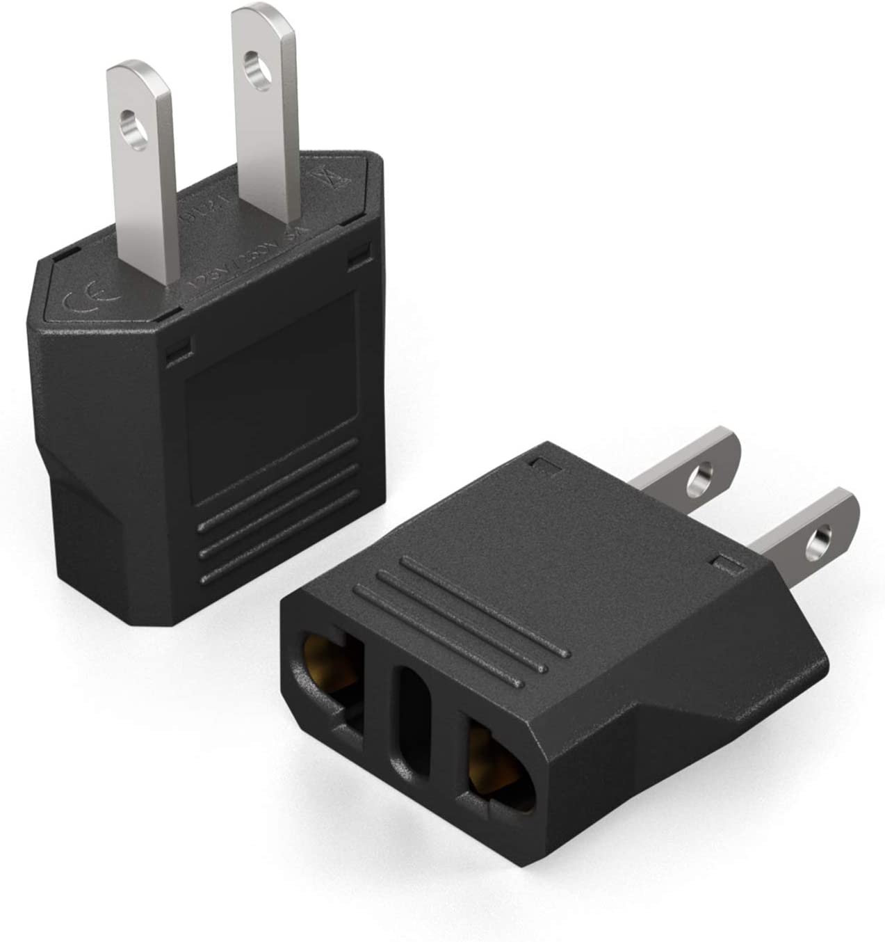6pk American To European Plug Adapter Converter Charger Plug U.S To EU  Style
