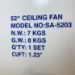 Sakura 52" 220 Volt Antique Brass Ceiling Fan with Four Lights 220v-240v For Export