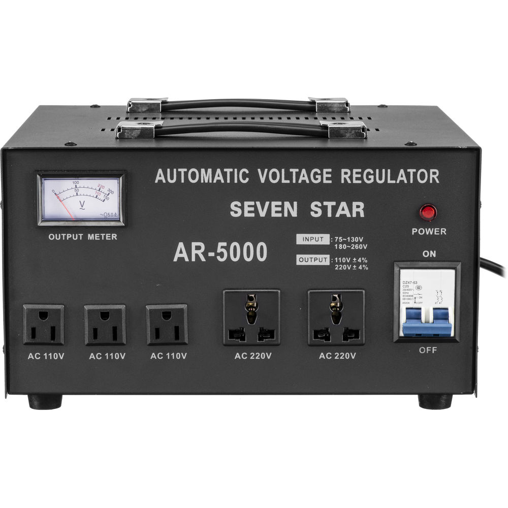 5000 Watt Heavy Duty Voltage Converter with Automatic Voltage Regulator - 2  Way