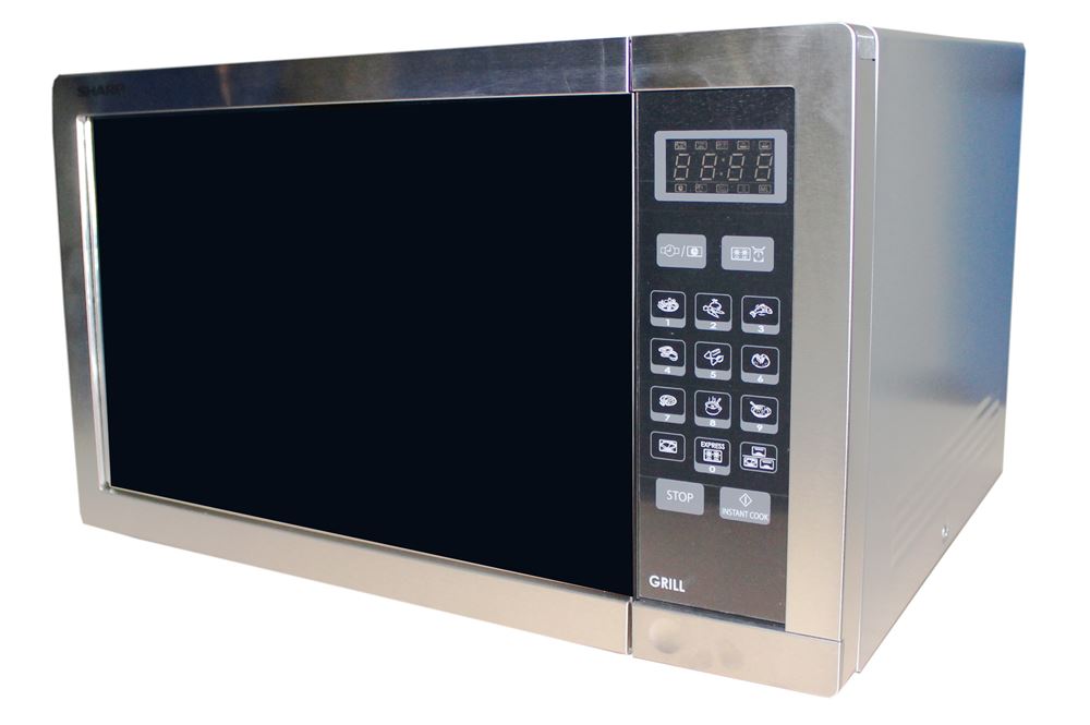 Sharp R77 220V Stainless Steel Microwave Oven with Grill, 34 L, Stainless Steel