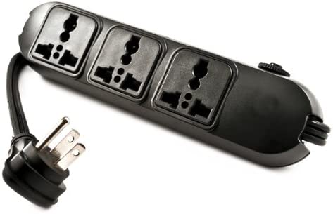 Simran SM-60 Universal 3-Outlet Surge Protector Power Strip 110 220 Volt For Worldwide Use