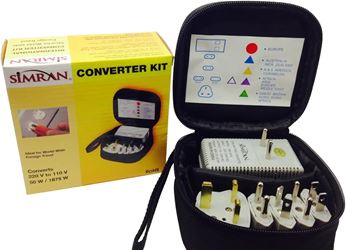 Simran SM1875-Kit  50-1875 Watt 220 to 110 Volt International Voltage Converter Plug Adapter Set For Foreign Travel 