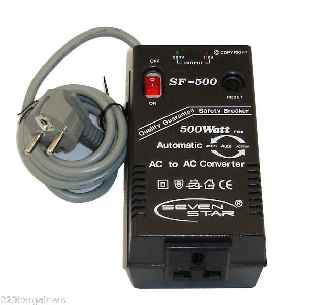 Seven Star SF500 500 Watt Voltage Converter USA Plug Adapter Up Down 110v  220v 220 110 Volt Transformer 500W Max 110V to 220V Transformer DVD Overseas Electronics